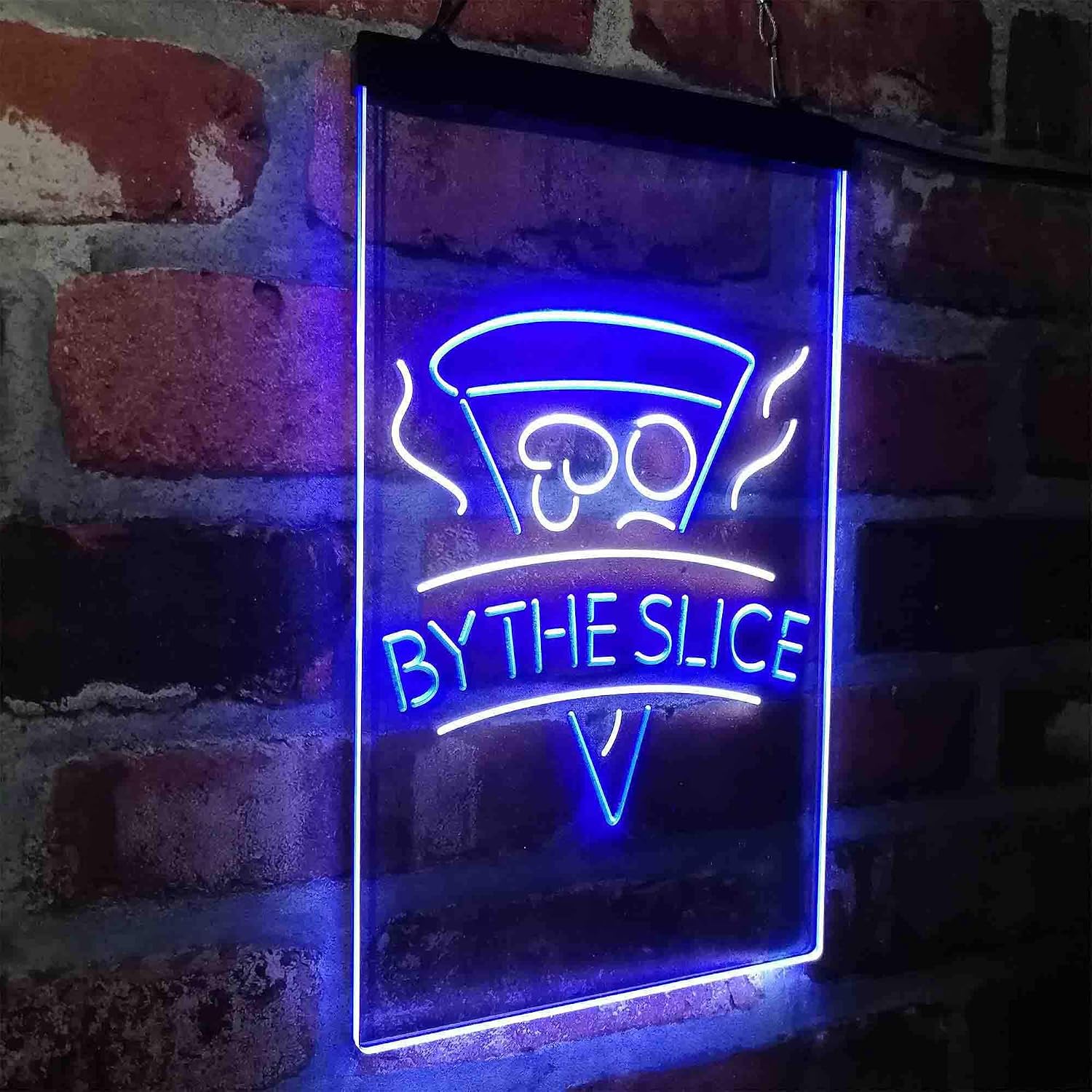 ADVPRO Pizza by The Slice Café Dual Color LED Neon Sign White & Blue 12 x 16 Inches st6s34-i4145-wb