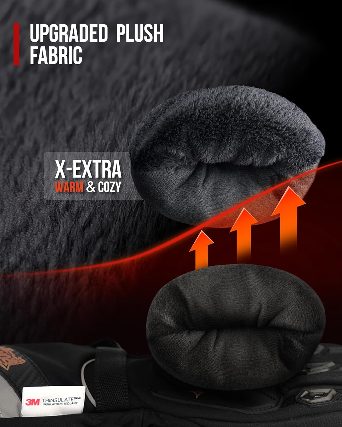 Winter Motorcycle Gloves for Men & Women Waterproof Warm Cold Weather Riding Gloves with Touchscreen for ATV UTV Riding, Road Racing, Snowmobile, Motocross - Image 3