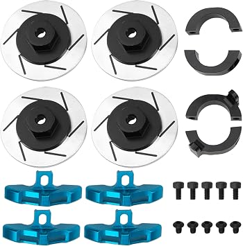 4Pcs ShareGoo CC02 RC Brake Disc,Metal 12mm Wheel Hex Hub Adapter Brake Disc Decoration Compatible with Tamiya CC02 CC-02 1/10 RC Crawler Car Blue