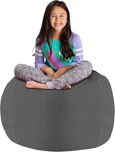 Miniatura 304 de Posh Stuffable - Sillón puff con almacenamiento para niños, contenedor de animales de peluche, organizador de juguetes de niños Lienzo Burbujas Azul
