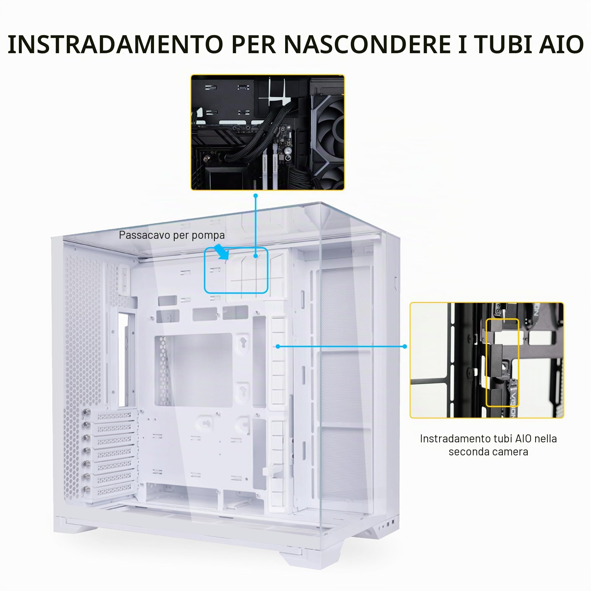 Lian Li O11Vision - Supporto compatto ATX Mid Tower per computer ATX, in acciaio temperato, colore: Bianco