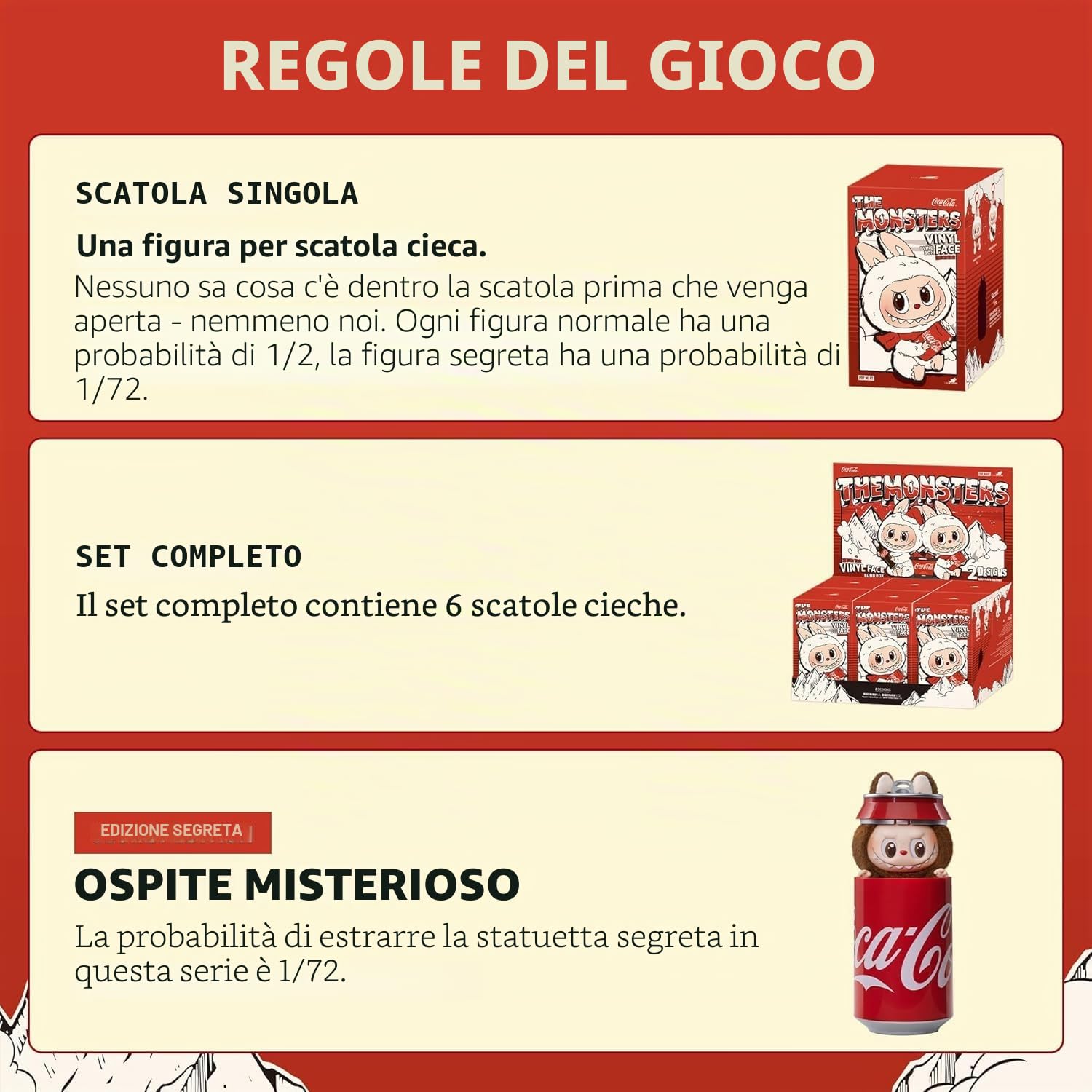 Pop Mart Labubu La Serie dei Mostri Coca Cola in Vinile, Scatola Cieca Singola