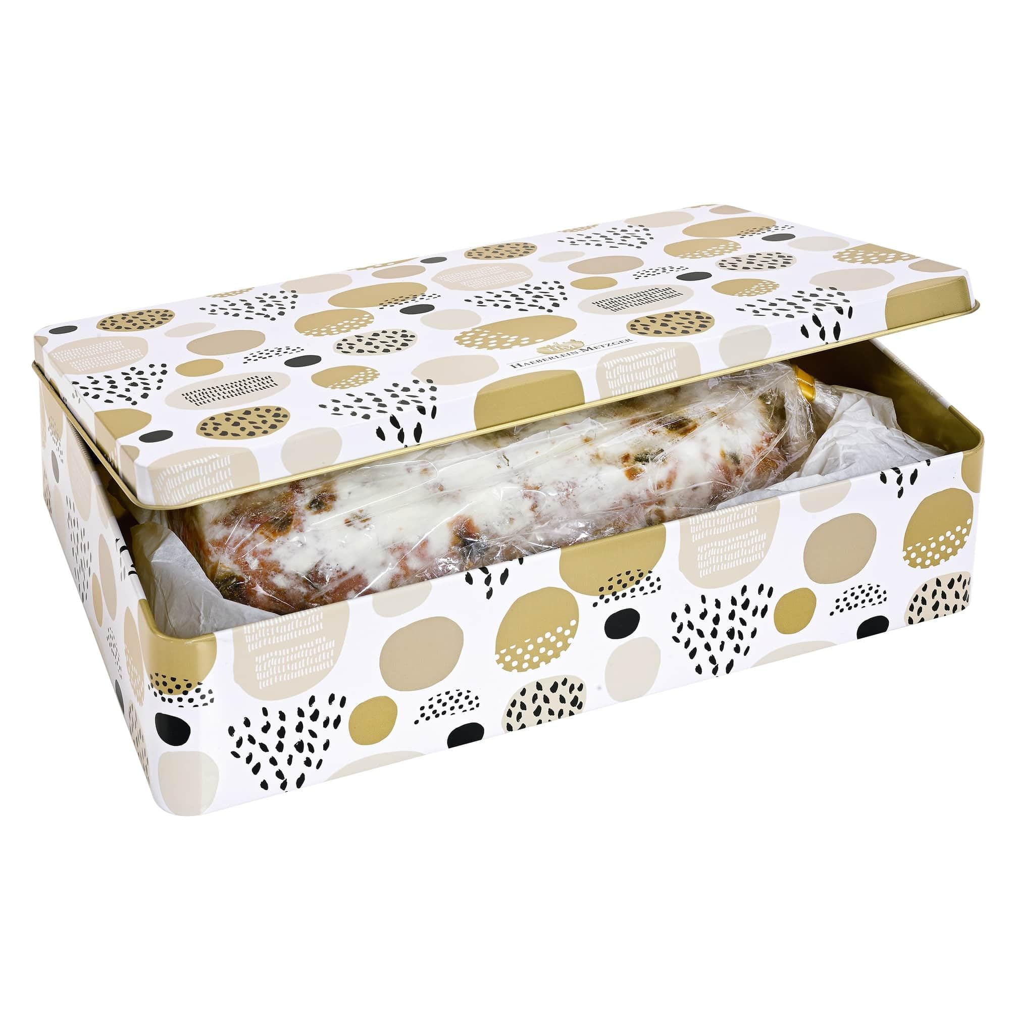LEBKUCHEN WELT Butter - Mandel - Stollen in Präsent Dose - 750 g Christstollen Mandelstollen Weihnachtsstollen Butterstollen