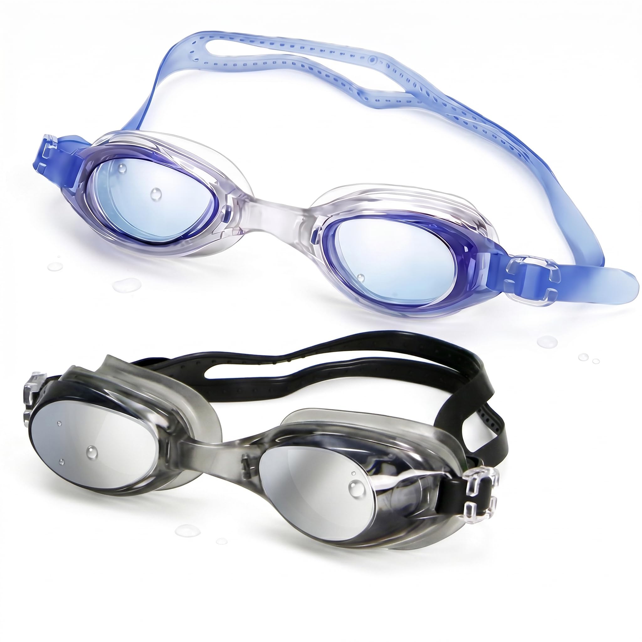 XURISON 2 Pcs Swimming Goggles,Anti Fog Swimming Goggles Adult Women,Adjustable Safety Clear Lens,Waterproof Swim Goggle for Adults Womens,Adult Goggles Swimming Mens
