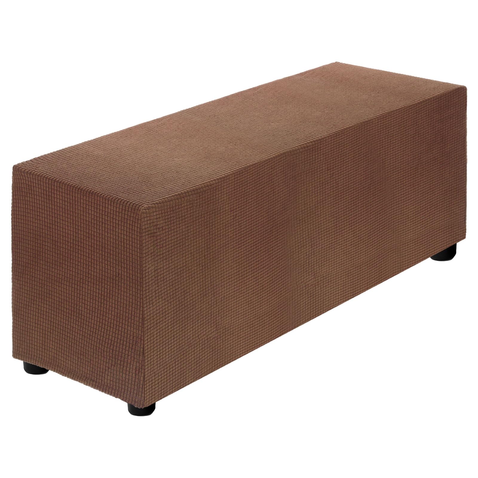 sourcing map Stretch Ottoman Cover Rectangular Oversized Square Ottoman Slipcover with Elastic for Foot Stool Living Room Bedroom Fit Length 101-127cm / 40"-50", Large, Light Curry — image 1