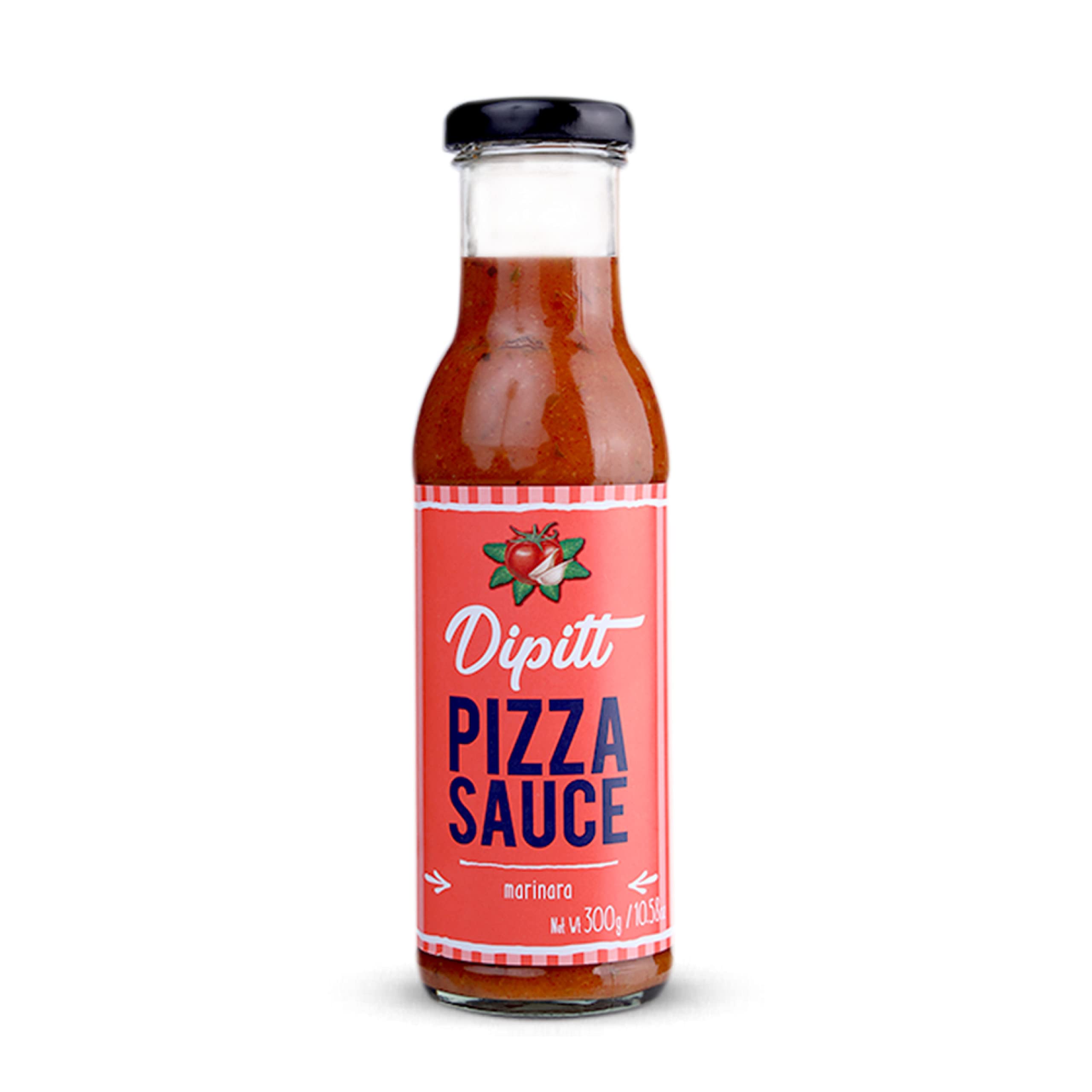 Dipitt Pizza Sauce 10.58 oz (300g) | Condiment for Dipping, Marinade & Cooking | Verified Non-GMO | Halal & Gluten Free | No Artificial Flavours and Colours | Finest Glass Bottle