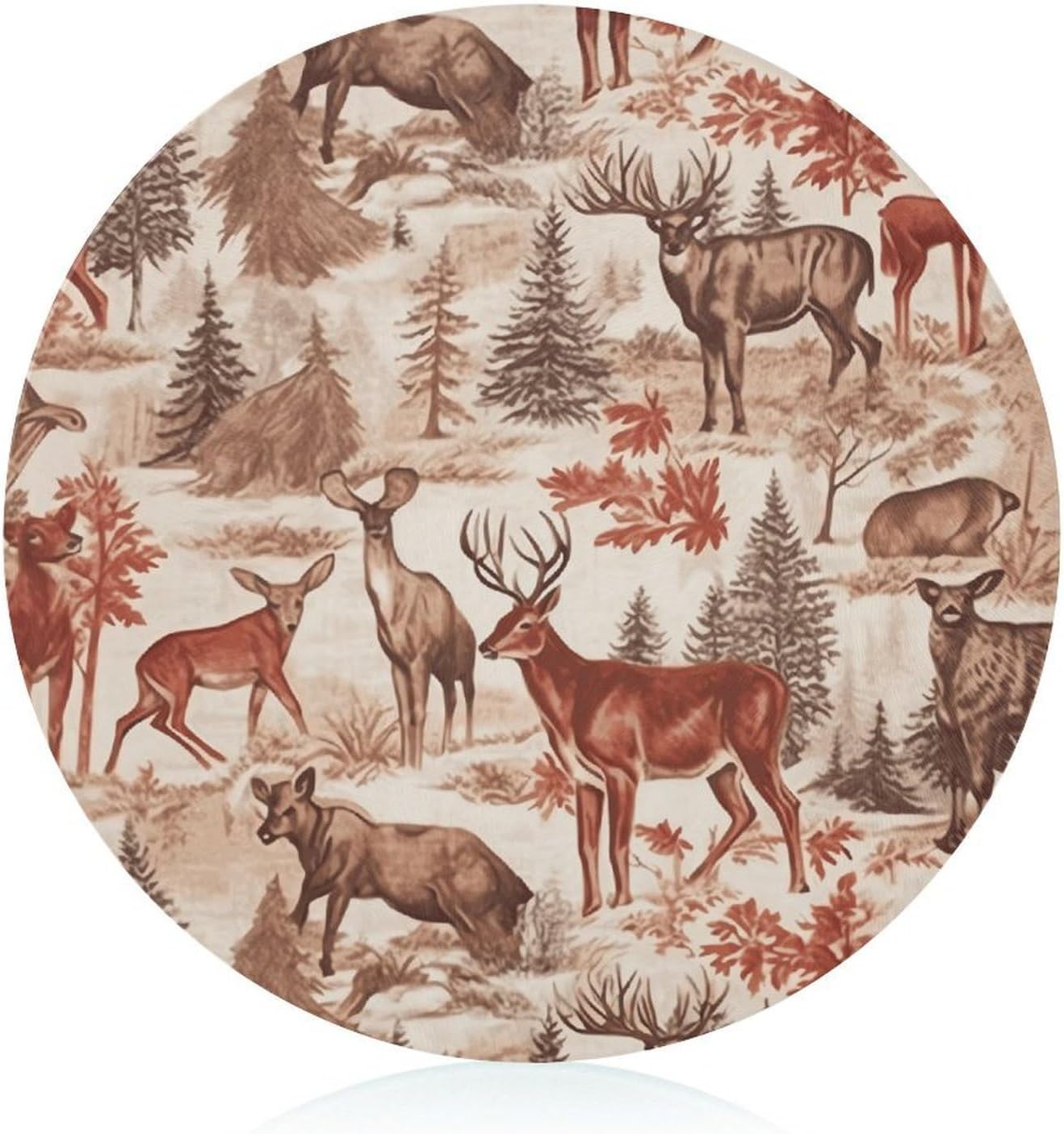 Animal Wilderness Bear Deer Chopping Block Tempered Glass Cutting Board Mats Round Countertop Cutting Boards Small Charcuterie Boards Bar Cheese Board Snack Tray