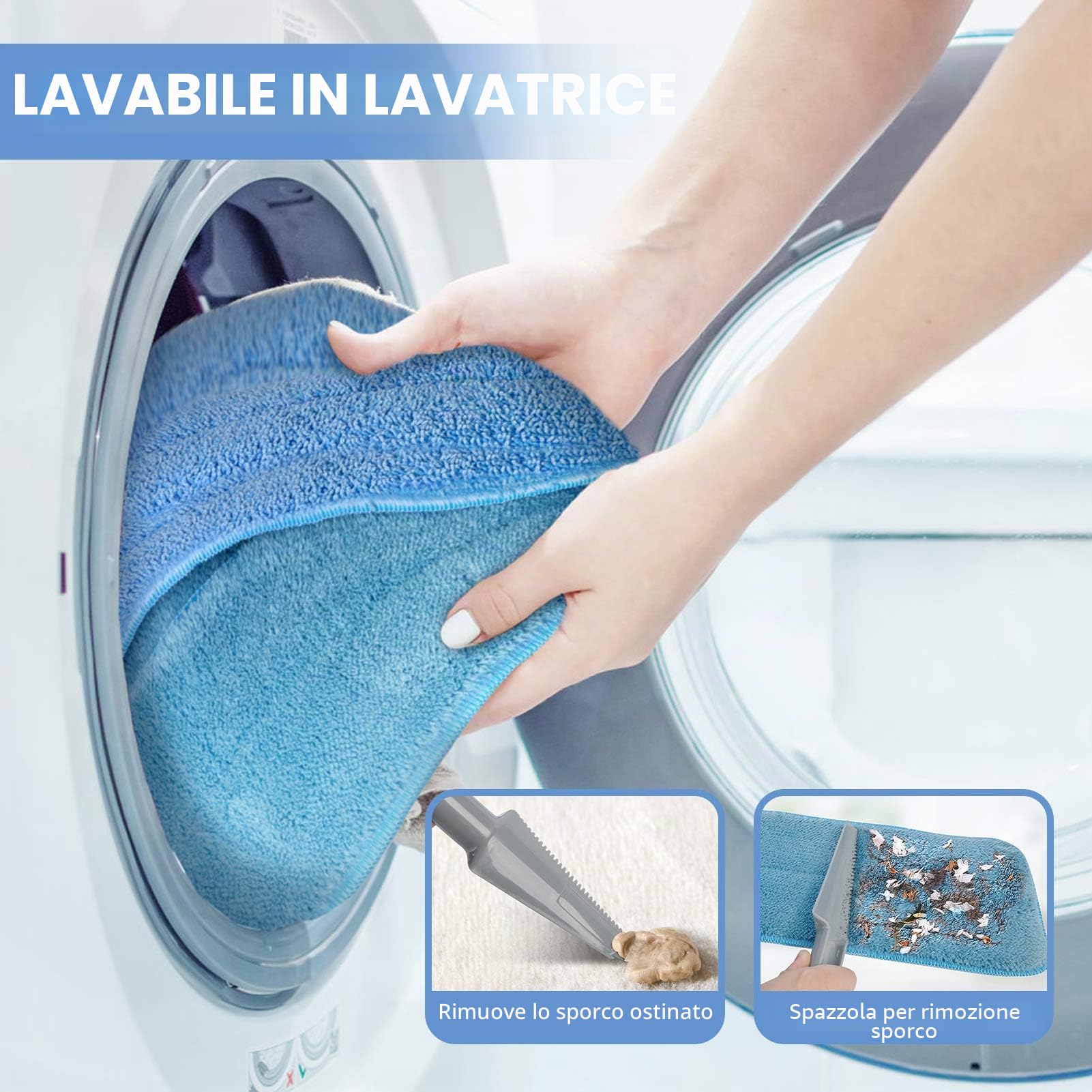 Conliwell - Mocio professionale in microfibra da 45,7 cm, 4 panni riutilizzabili e lavabili, con manico in acciaio inossidabile, sistema di pulizia dei pavimenti, per pulizia di legno duro, vinile,