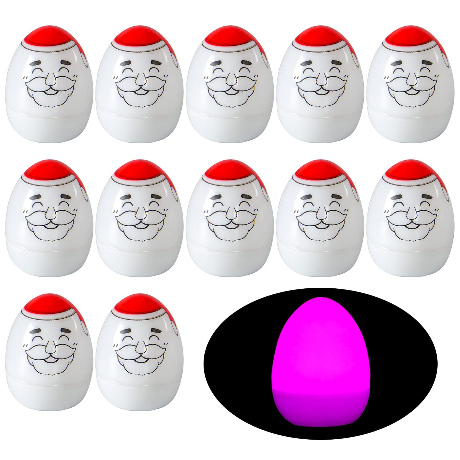 Buxuaaaa Of 12pcs Easter Decorative Egg LED Lights Egg-shaped Light with Santa Clause Smiling Face for Christmas Decorations Easter Decorative LED Lights