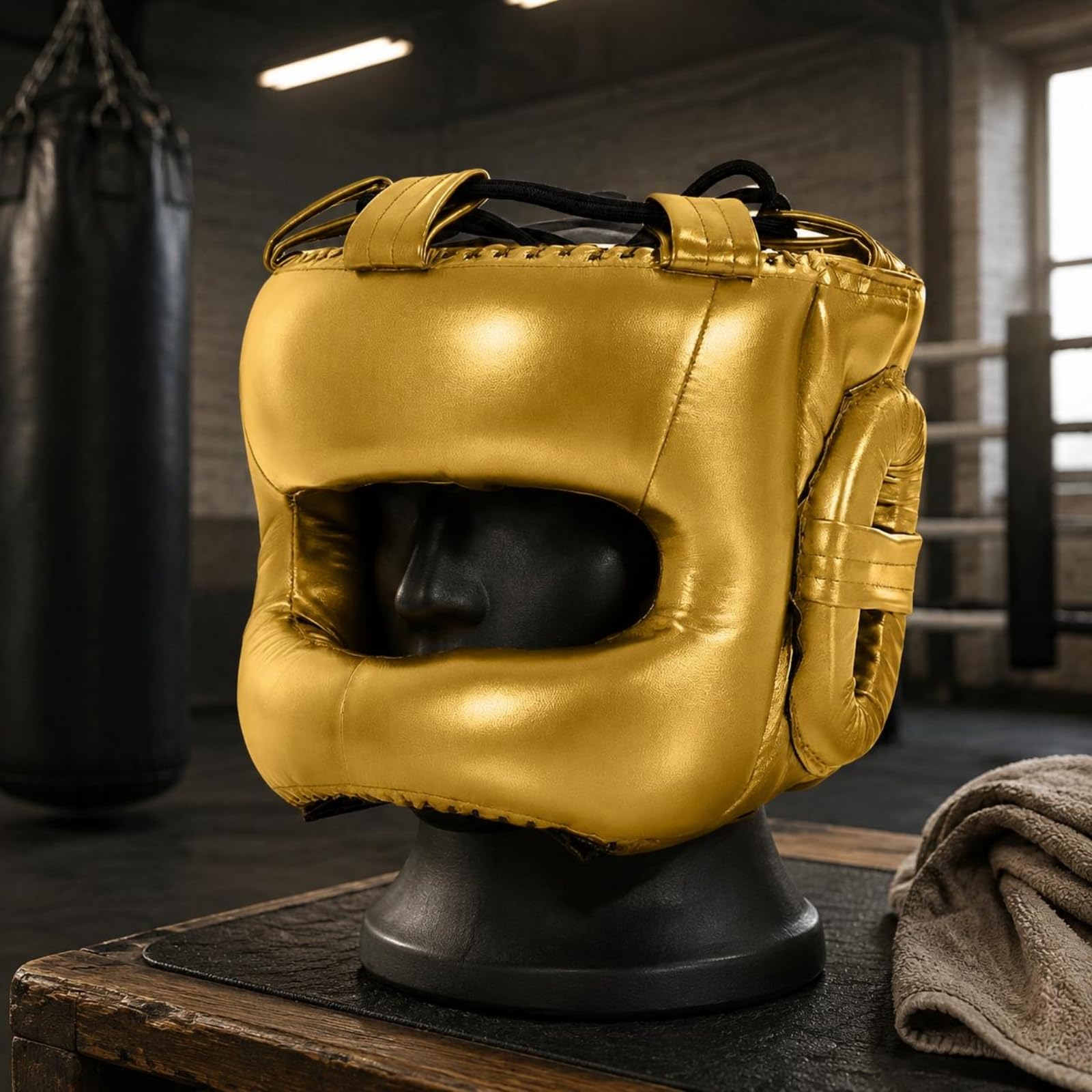 Qianly Casco da Sparring con Protezione Naso Copertura Completa Casco Protettivo Integrale Imbottitura Spessa Caschetto da Pugilato per Adulti, Allenamento