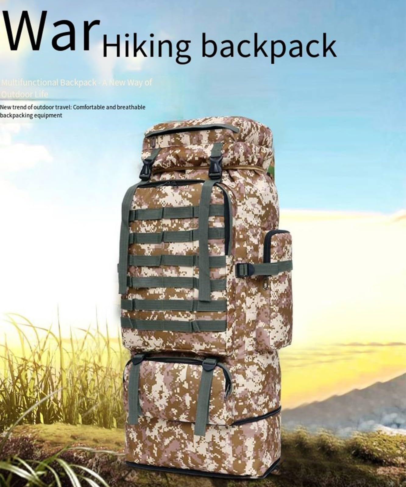 Zaino Tattico Militare Resistente Da 100 Litri Di Campeggio Zaino Da Viaggio Per Sport All'aria Aperta Di Grande Capacità Per Caccia Viaggi Di Lavoro Arrampicata Pesca Alpinismo,Escursionismo E