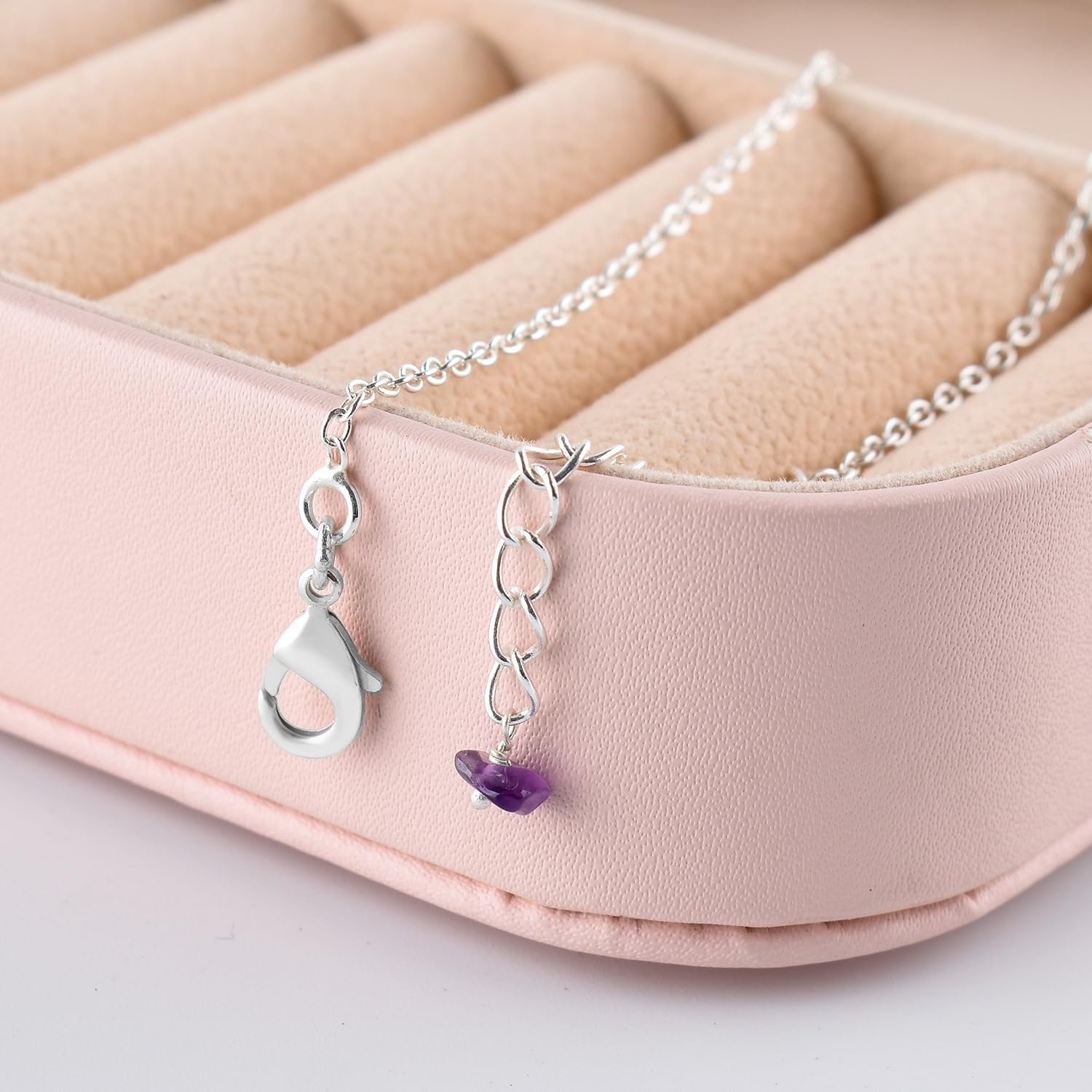 Yanara Anklets Nuggets Ankle Bracelets for Women Natural Birthstone Silver Plated Jewelry in 9” +1.5” inch Chakra Crystals Christmas Gifts For Her