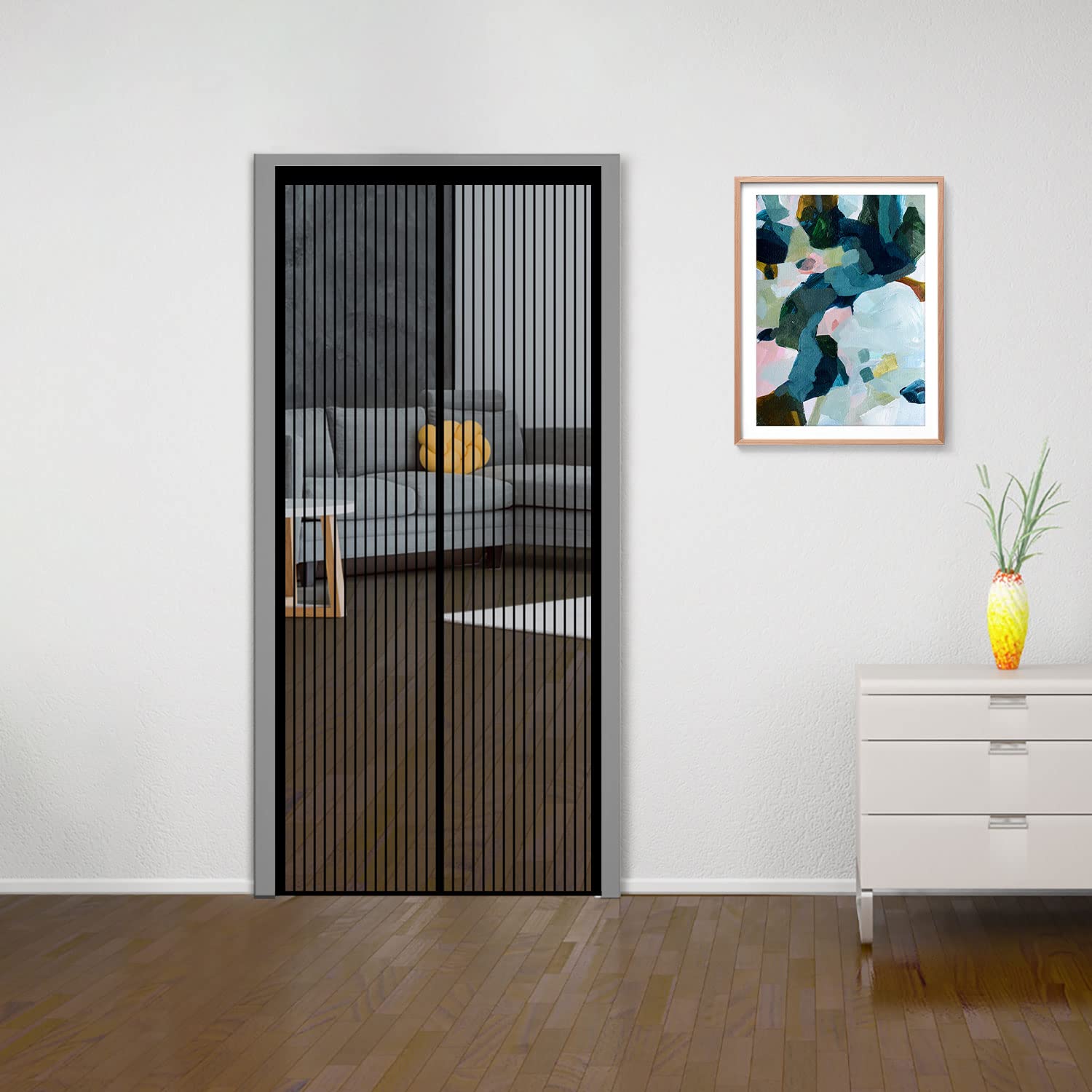 Classic Mosquito Net for Door Polyester Magnetic Curtain Auto Closing Insect Screen for All Door Types with Self Adhesive Hook Tape(205X100,Black) (B0BR7KNK4K) Amazon Price History, Amazon Price Tracker