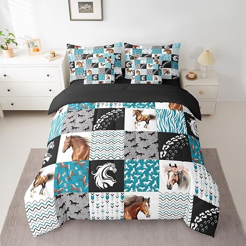 Feelyou Horse Comforter Set Full Size Kids Boys Girls 7 Pieces