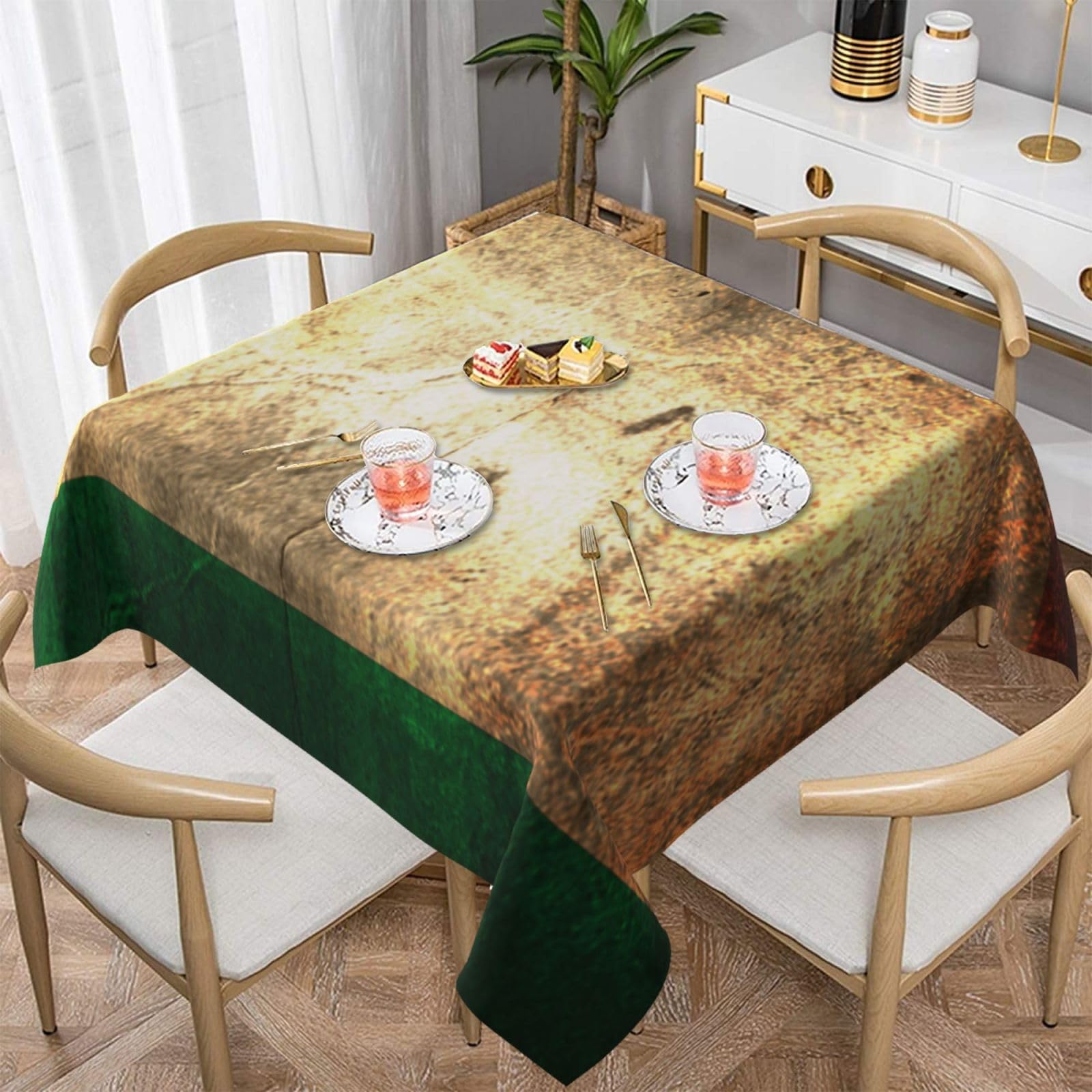 DCEHGEW Irish Flag Prints Square Tablecloth 152x152 CM, Waterproof Fabric Table Cloth for Dining Table, Farmhouse Table Cover for Kitchen Dining Tabletop Decoration
