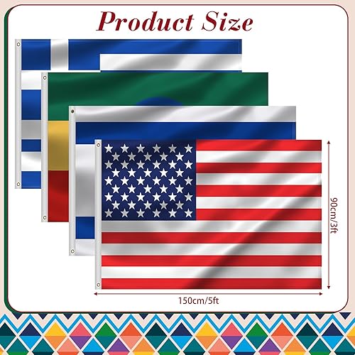 Miniatura 2 de Peryiter Juego de 20 banderas internacionales de 3 x 5 con ojales para eventos internacionales, conferencias, aula, decoración de fiestas