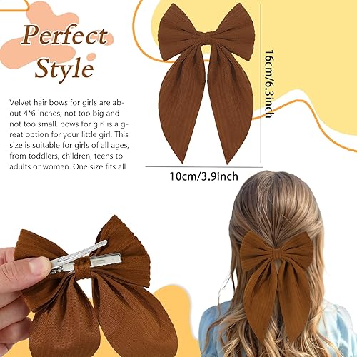 Miniatura 10 de 6 lazos de tul para el cabello para niñas, lazos de CN para niños pequeños con cocodrilo estrella con purpurina, pasadores coloridos para el