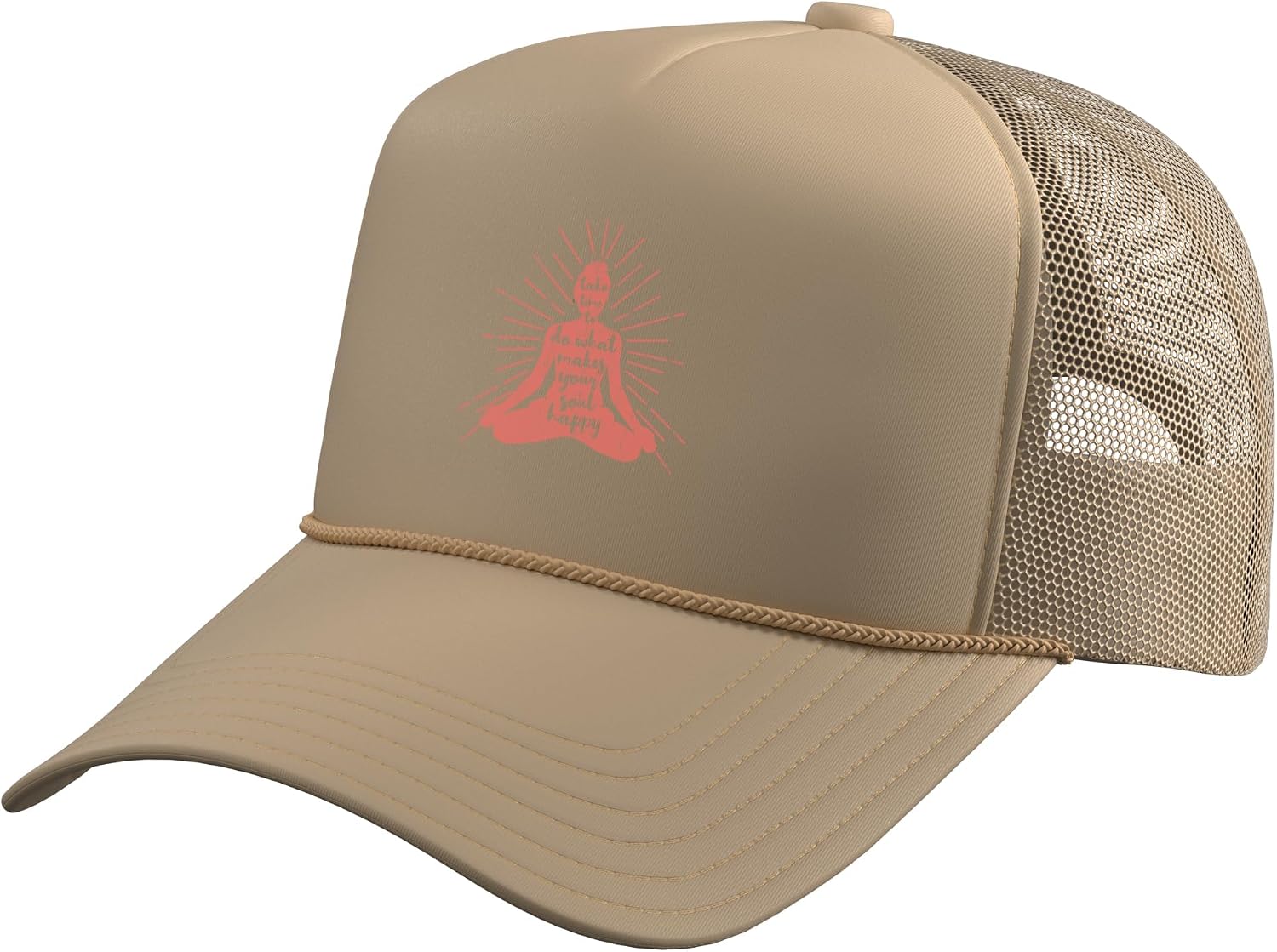 Meditation Woman Soul Quote Yoga Lotus Sunburst Trucker Hat with Adjustable Mesh Back