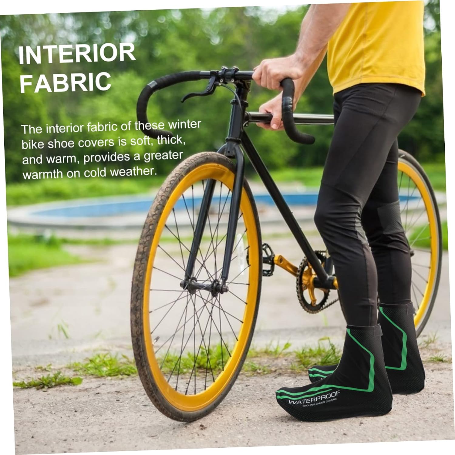 Milisten Waterproof Windproof Cycling Shoe Covers L Sturdy PU Material for Outdoor Sports Winter Protection for Biking Black and Green