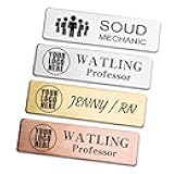 Custom Metal Engraved with Logo/Name Tags Badge for Business Personalized Identification ID Tag with Pin, Magnetic, Adhesive Backing,Clear and Easy to Read.