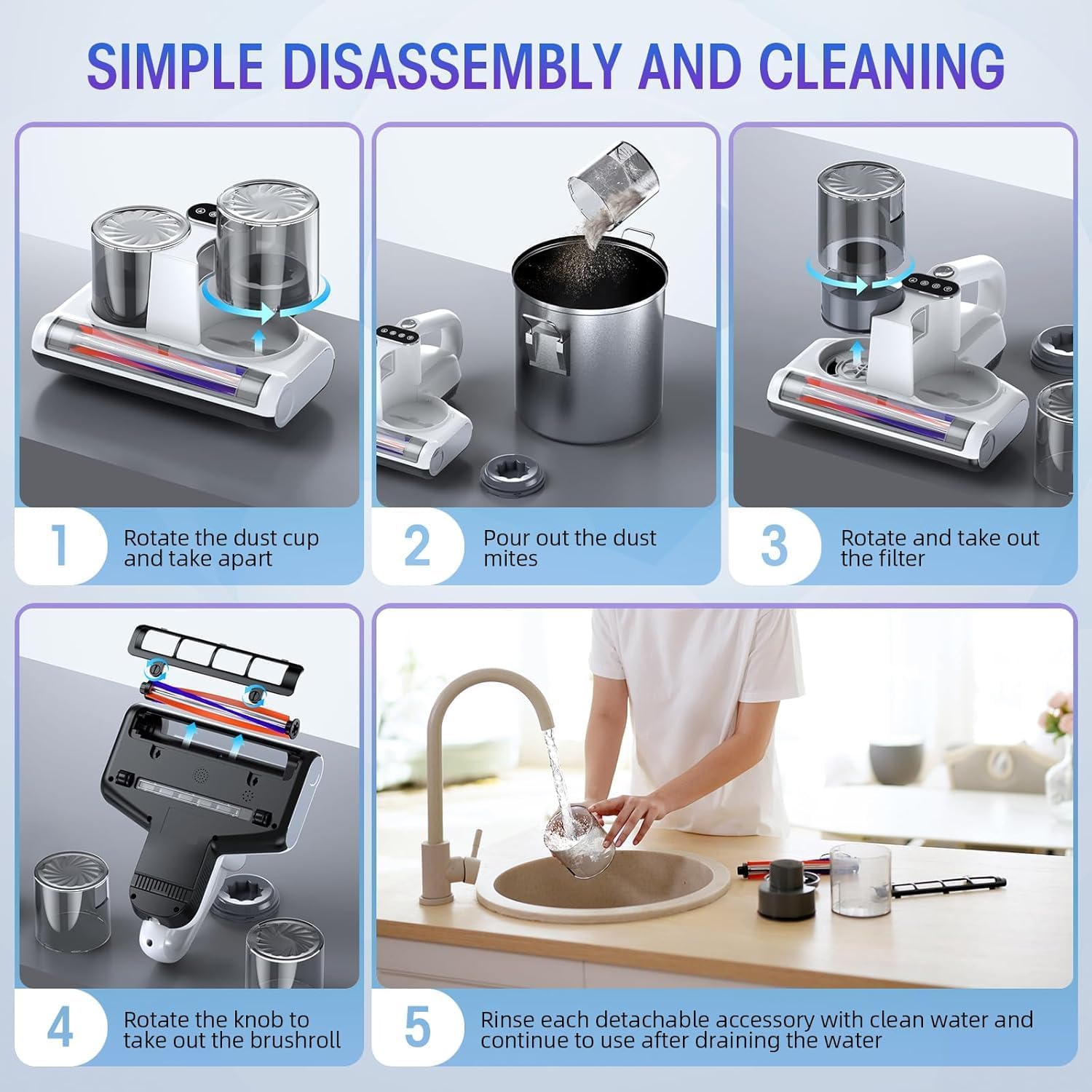 Reinserting JPHYLL Mattress Vacuum Cleaner User Manual