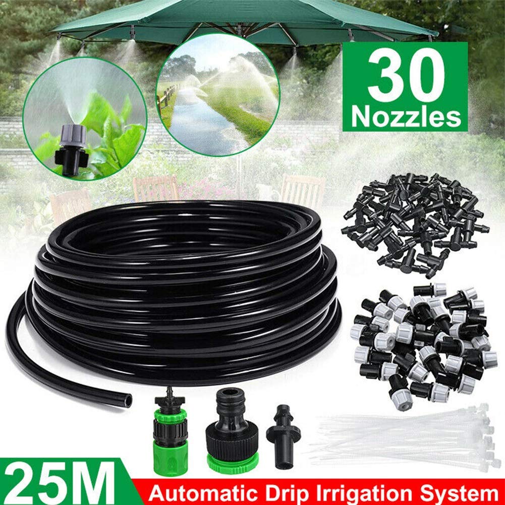 25m Irrigazione a Goccia Plant Kit Fai da Te con ugello Patio PVC di Nebbia di Raffreddamento di irrigazione Automatica Agricoltura Serra Garden Hose