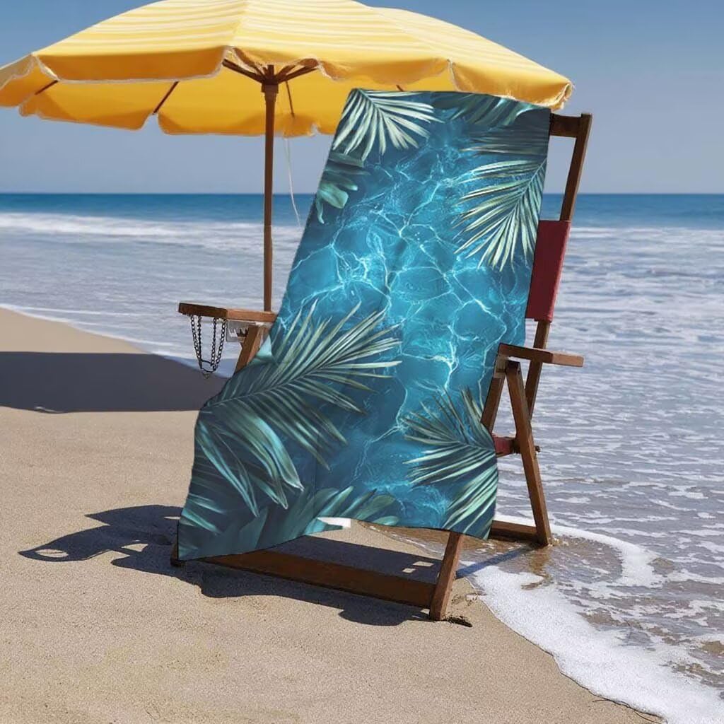 Telo Mare XXL 100x200cm/35x70cm, 2 Set Telo Mare Microfibra Blu Asciugamano Palestra Uomo, Antisabbia, Leggero, Asciugatura Rapida, Teli da Spiaggia Grandi Accessori per Camping Natation Palestra C-75