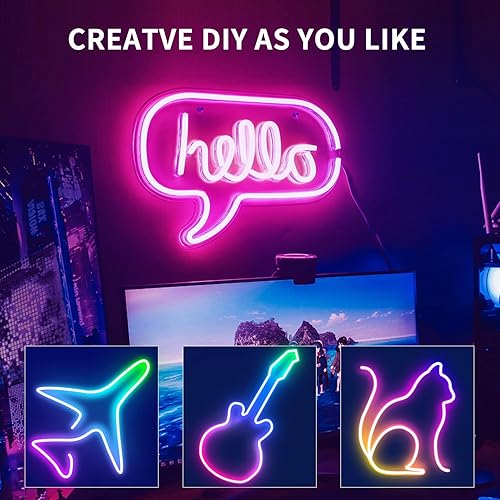 Miniatura 10 de Tira de luces LED de neón de 100 pies, 24 V, RGB, luces de neón con control remoto, control por aplicación, IP65, impermeable, flexible, tira de