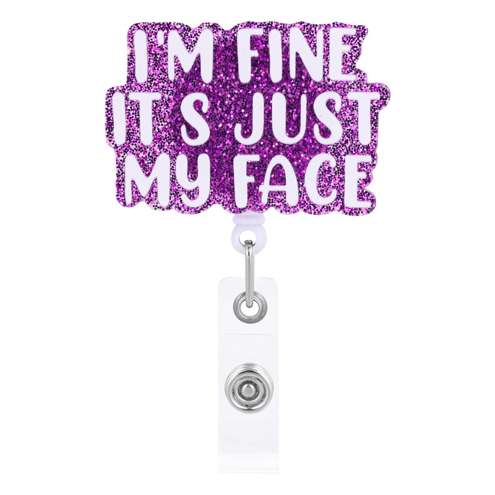 I'm Fine It's Just My Face Badge Reel Retractable, Funny Nurse Badge Accessories, ID Badge
