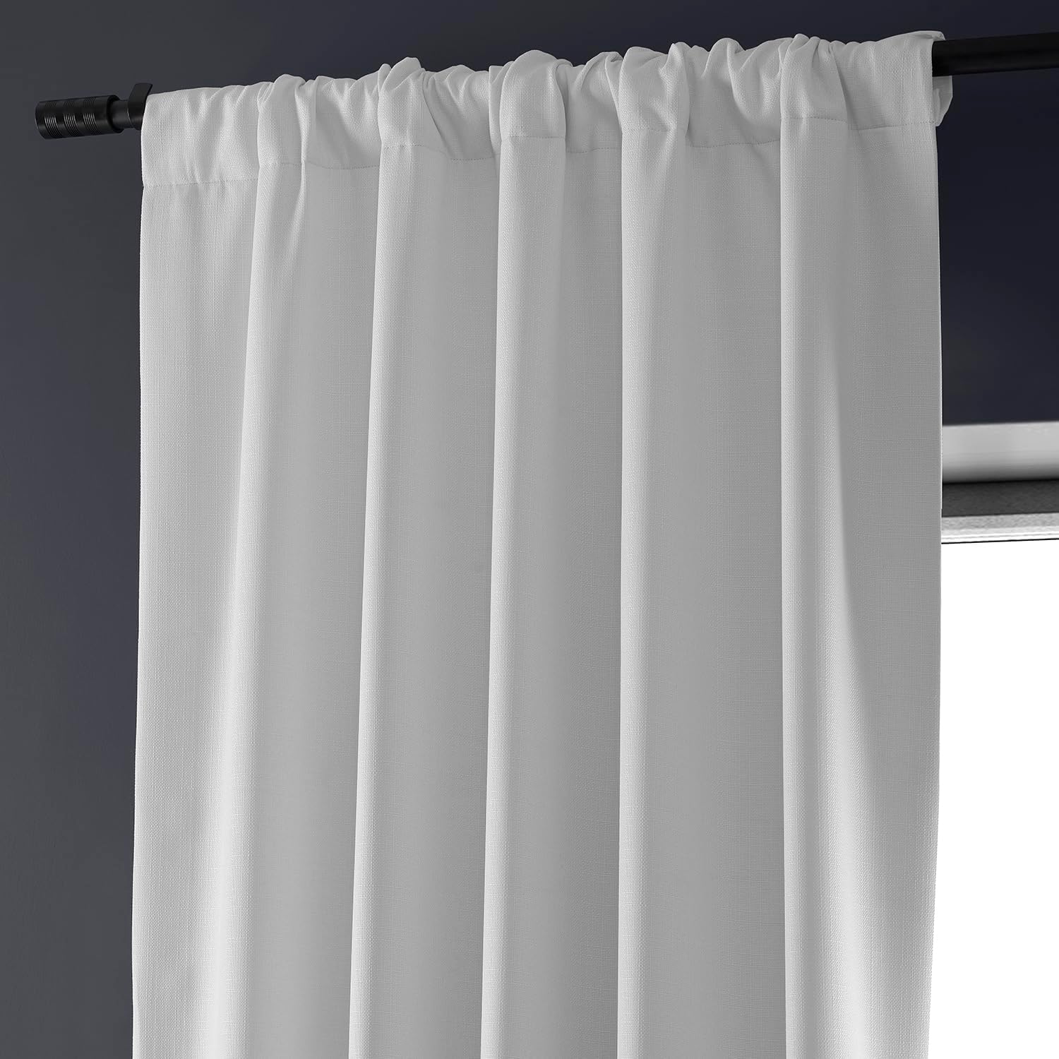 HPD Half Price Drapes Solid Thermal Insulated Blackout Curtains for Bedroom 96 Inches Long Curtain (1 Panel) Signature Blackout Linen Window Curtains for Living Room, 50W x 96L, Mission White