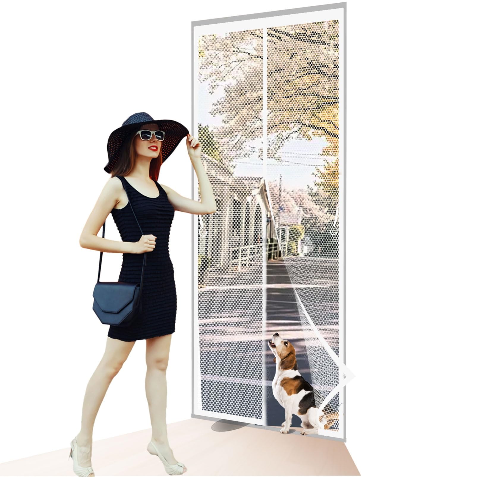 Liujyuan White Magnetic Fly Screen Door 117 X 220 Cm Powerful Magnets, Self-Sealing, Polyester Magnetic Door Curtain Lets Fresh Air, Easy To Install For Keeping Out Flies,