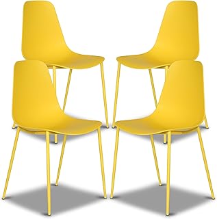 POLY & BARK Isla Modern Dining Chairs Set of 4 – Mid Century Modern Plas...