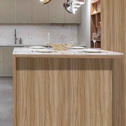 Miniatura 5 de Sevalo Papel de contacto de madera, papel tapiz de madera para despegar y pegar, papel de contacto de grano de madera claro para armarios y cajones,