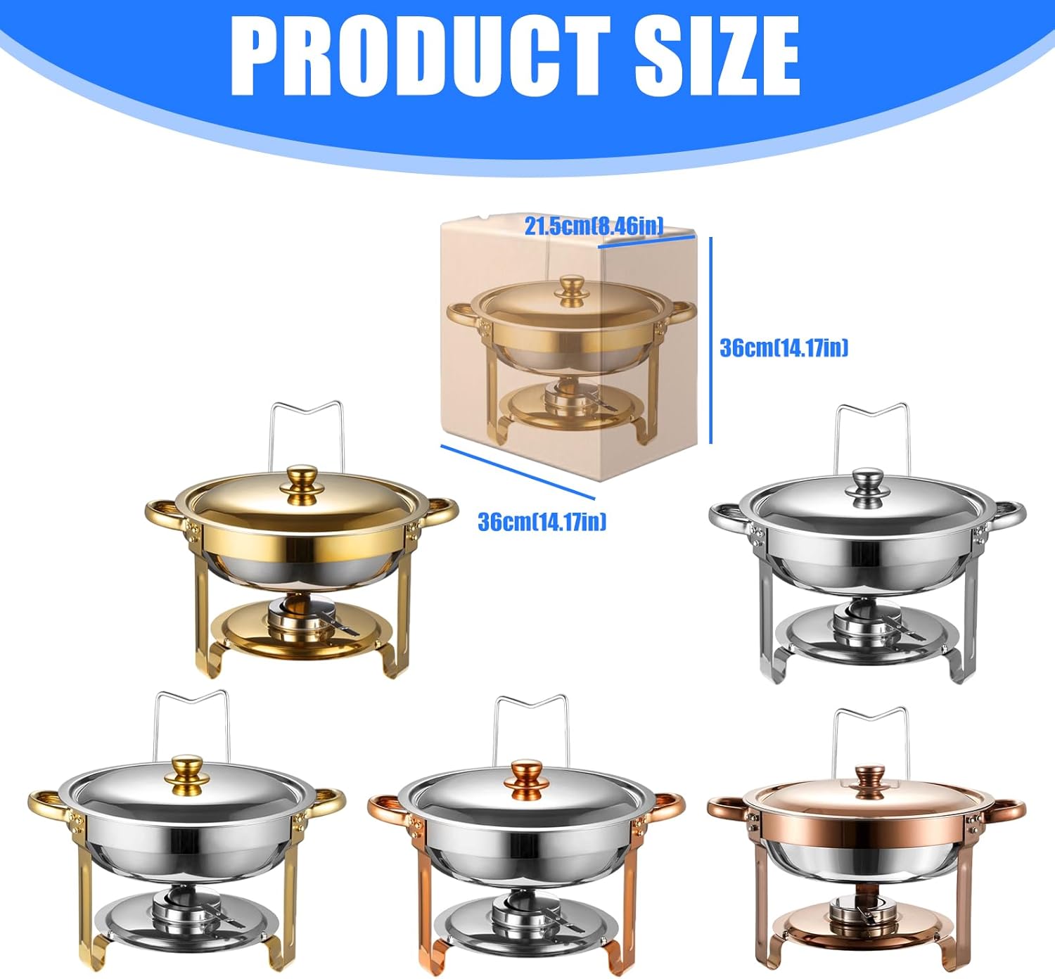 5L Nonrust Steel Insulated Buffet Warmer with Spoon Tongs Round Chafing Dish for Efficient Catering and Party Serving Steel Chafing Dish