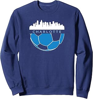 CLT Airport Code 704 Charlotte NC Skyline Art Footballer Fan Sweatshirt