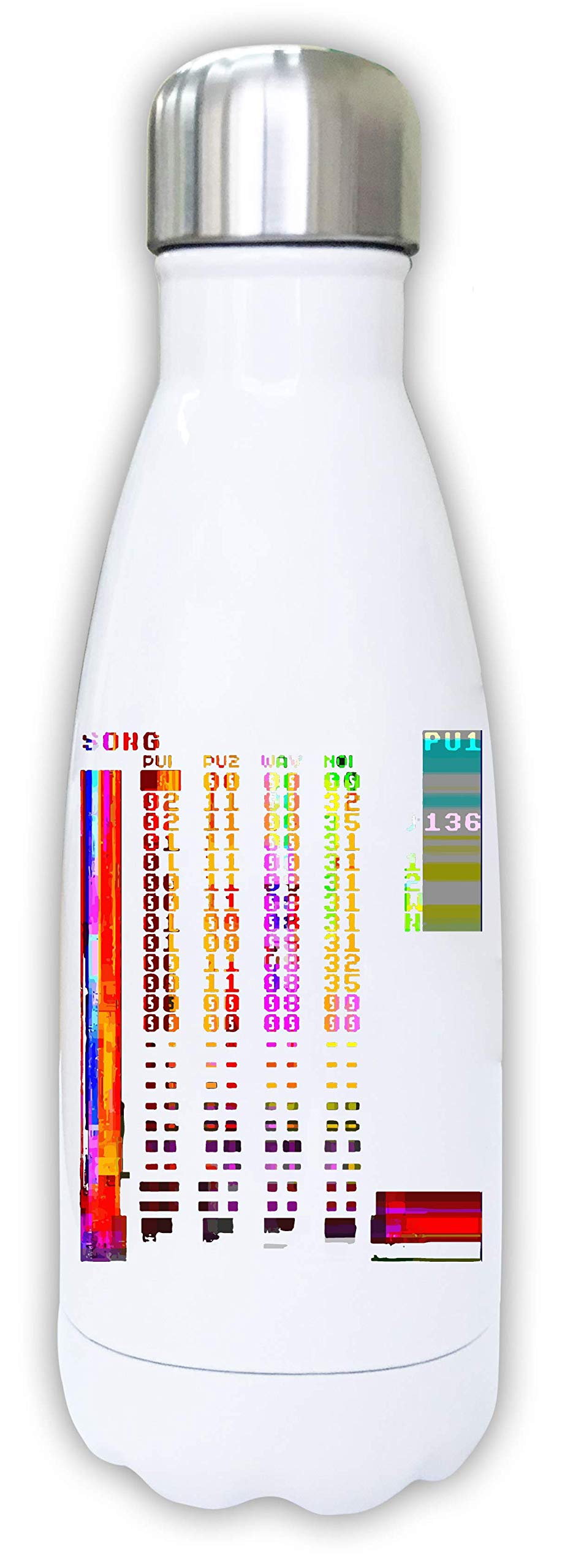 Gourde 8Bit Game Glitch Art Thermal Water Bottle idée cadeau originale pour gamer
