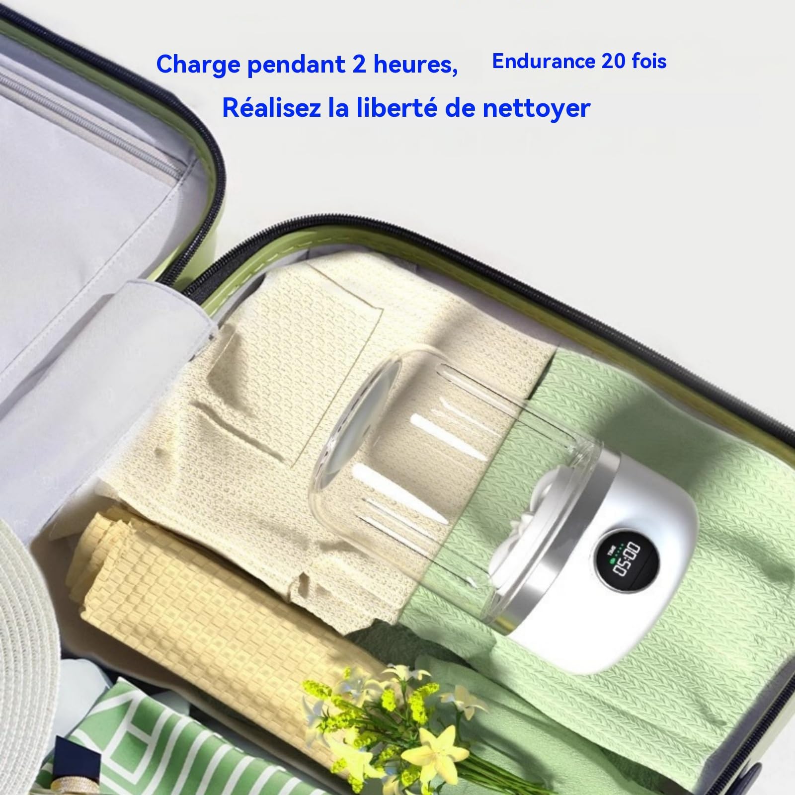Petite machine à laver les sous-vêtements, portable, sans fil et silencieuse, idéale pour les voyages, les appartements, le camping et les dortoirs (rechargeable par USB)
