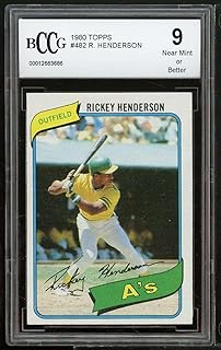 1980 Topps #482 Rickey Henderson Rookie Card BGS BCCG 9 Near Mint+
