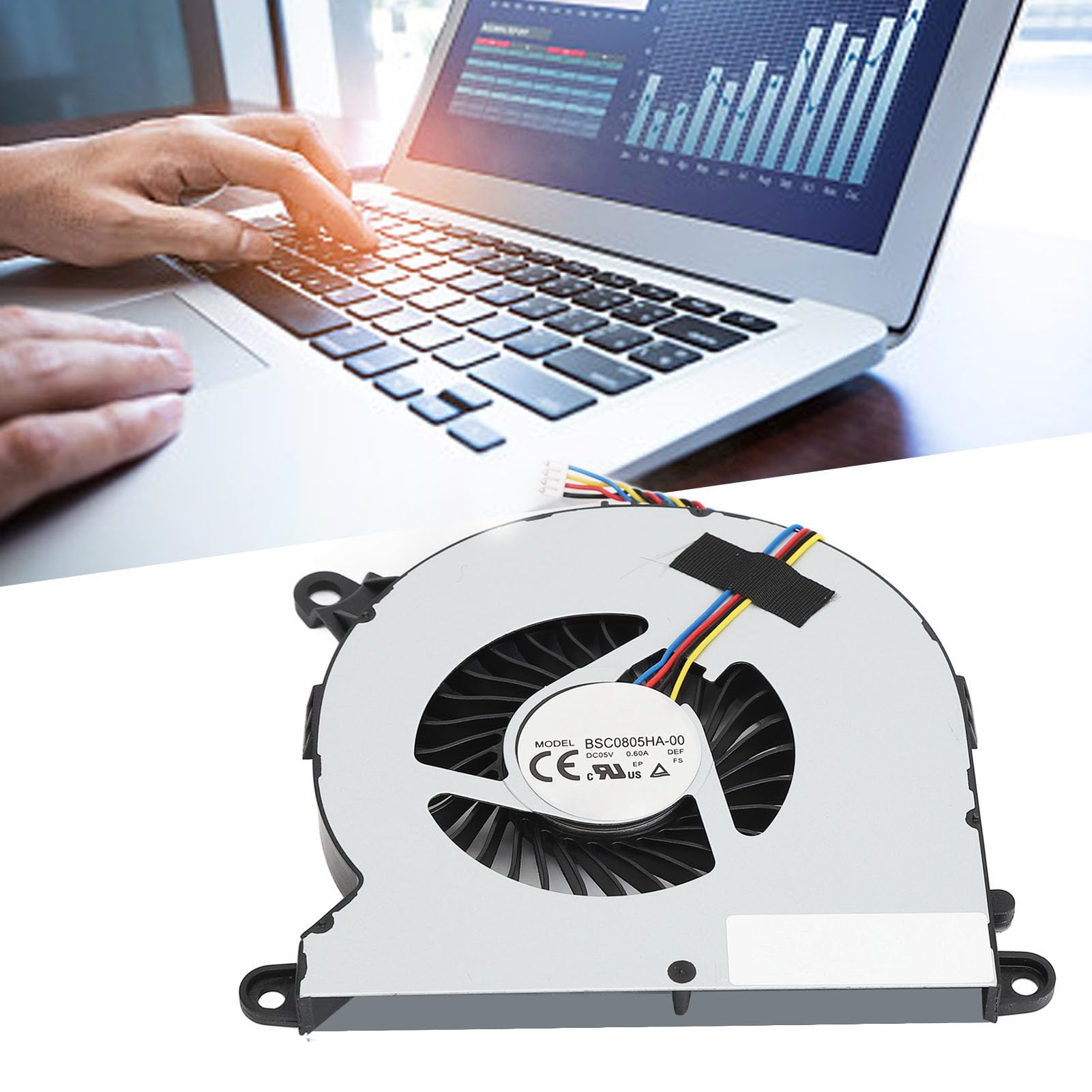 Bewinner Ventola di Raffreddamento CPU di Ricambio per NUC8 NUC8i7BEH NUC8i5BEH NUC8i5BEK NUC8i3BEH, 4 Pin 5 V 0,6 A BSC0805HA‑00 Ventola di Raffreddamento CPU Mini PC