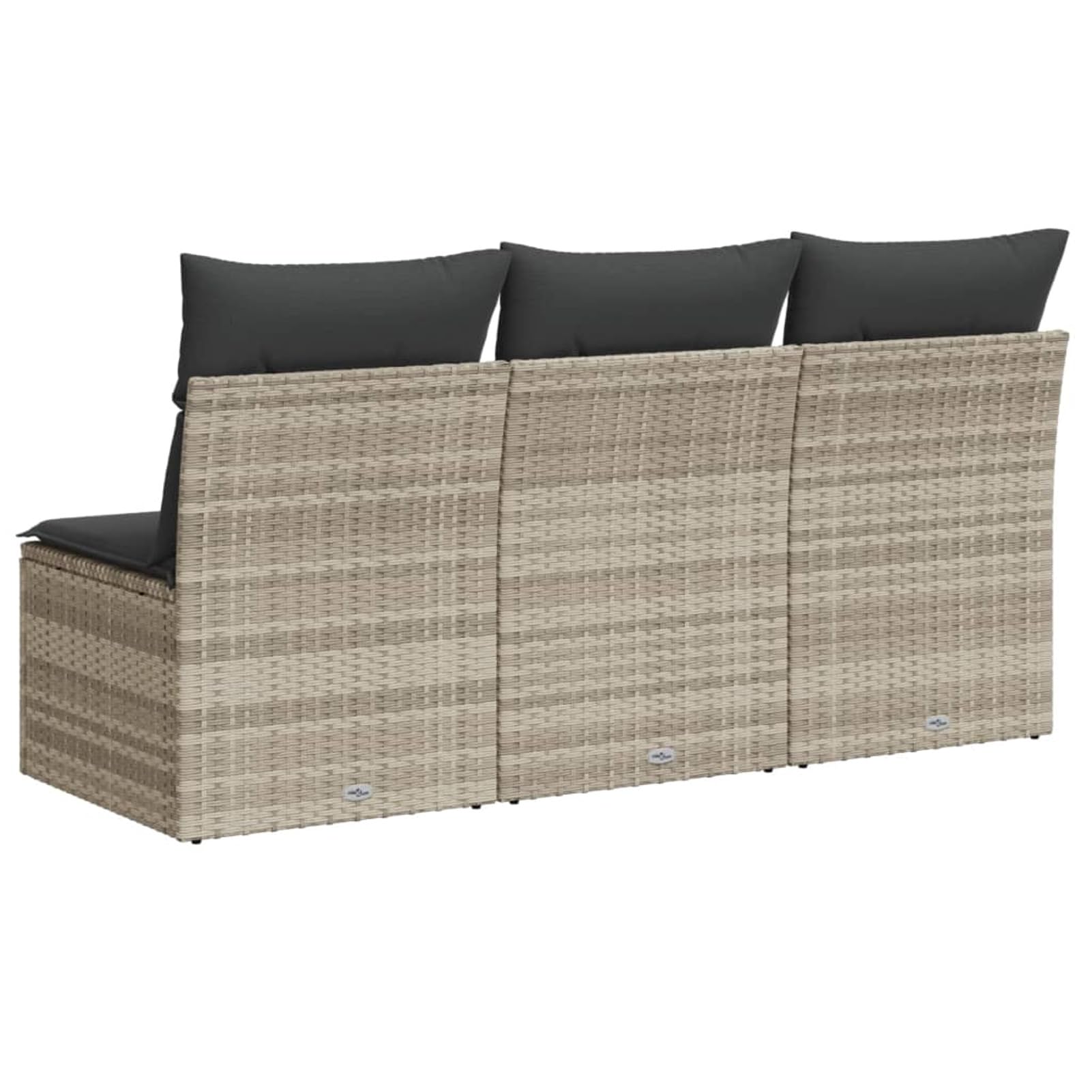 Divano da Giardino con Cuscini 3 Posti Grigio Chiaro Polyrattan,Divano da Giardino da Esterno,Divani da Giardino,Arredamento da Giardino-366194