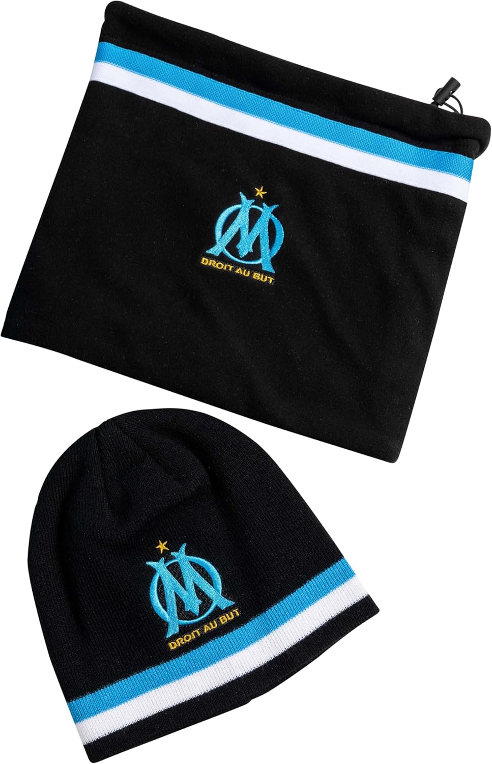 Coffret Enfant OM Bonnet + Gants – Collection Officielle Olympique De Marseille, 100% Acrylique, Taille Garçon