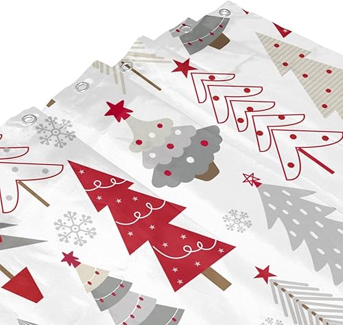 Miniatura 3 de Cortina de ducha de árbol de Navidad de invierno con copos de nieve, cortina de baño impermeable para baño, Navidad, vacaciones, decoración de baño