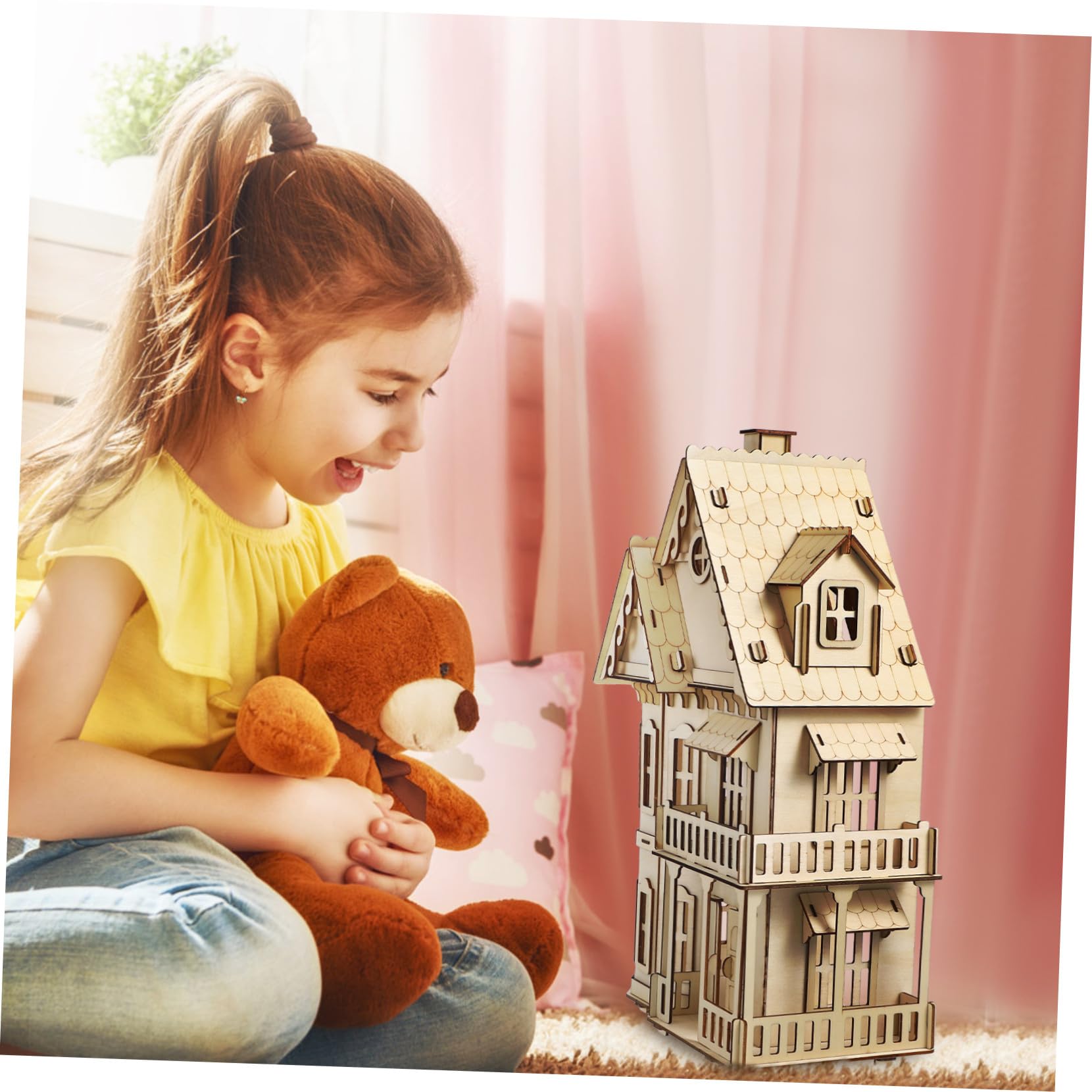 Puzzle de Madera Casa Gótica Montaje Fácil Decoración Duradera para Adultos y Creatividad y