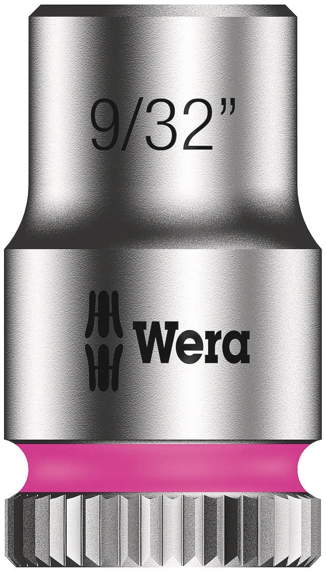 Wera 05005420001 Juego de llaves de vaso Zyklop en tira magnética A Imperial 1, arrastre de 1/4", en pulgadas, 9 piezas, Negro
