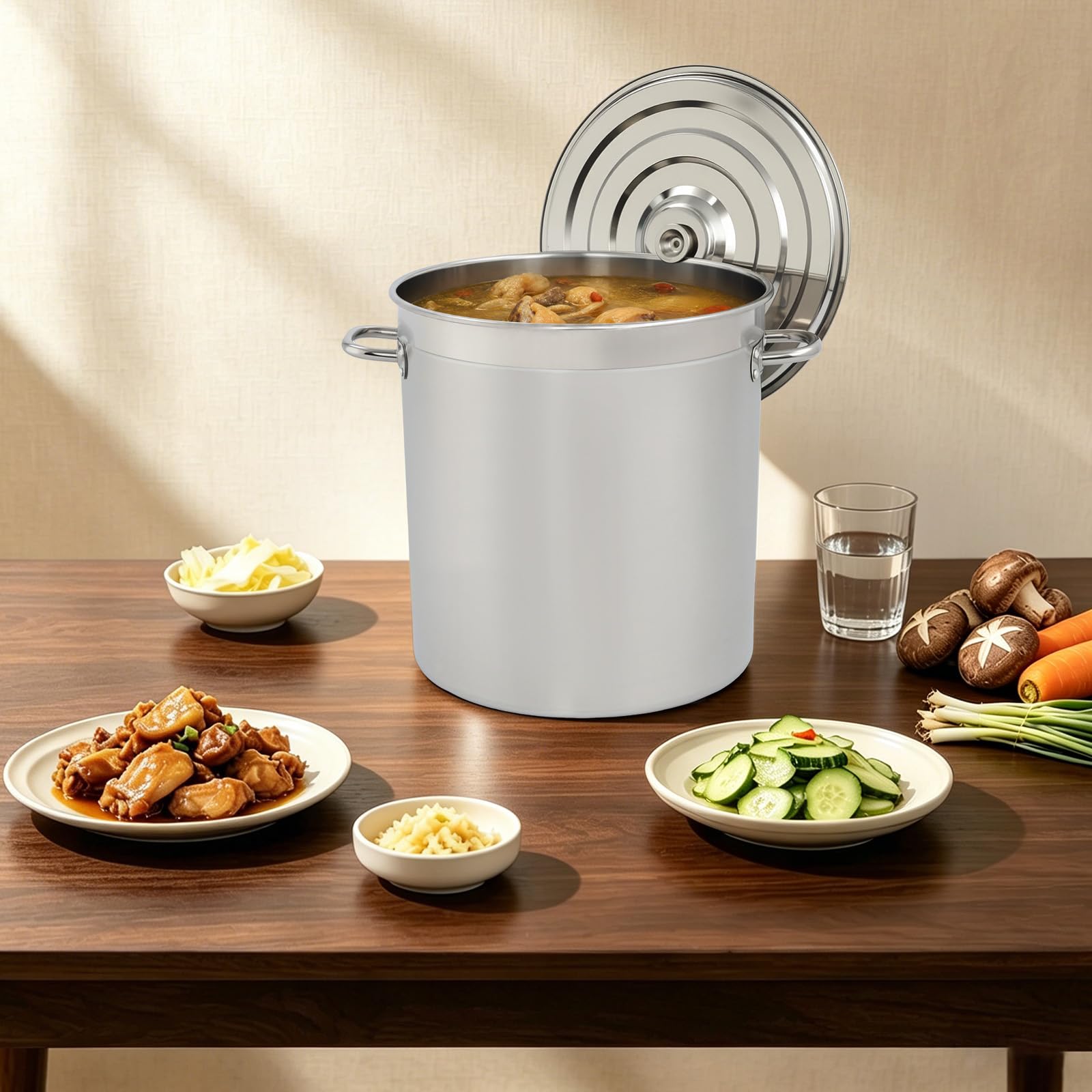 Contenitore termico per il trasporto, secchio in acciaio inox da 50 l, con coperchio, secchio da cucina per cucina, industria, gastronomia e casa