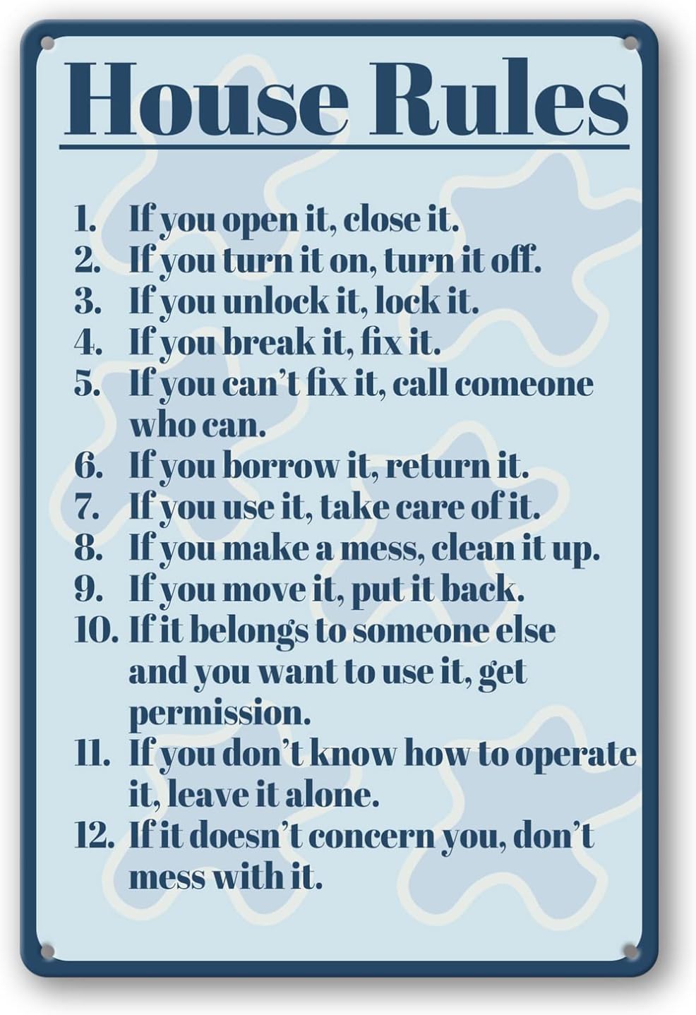 Anceky House Rules Sign Bar Rules Funny Metal Tin Sign, House Rules Wall Decor Wall Signs Family Rule Plaque Sign Funny Kitchen Wall Decor 12x16 Inch