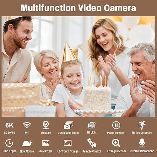 Miniatura 7 de 6K 64MP videocámara cámara de vídeo 18X zoom digital IR visión nocturna Vlogging cámara para YouTube 4.0 pulgadas pantalla táctil cámara de vídeo