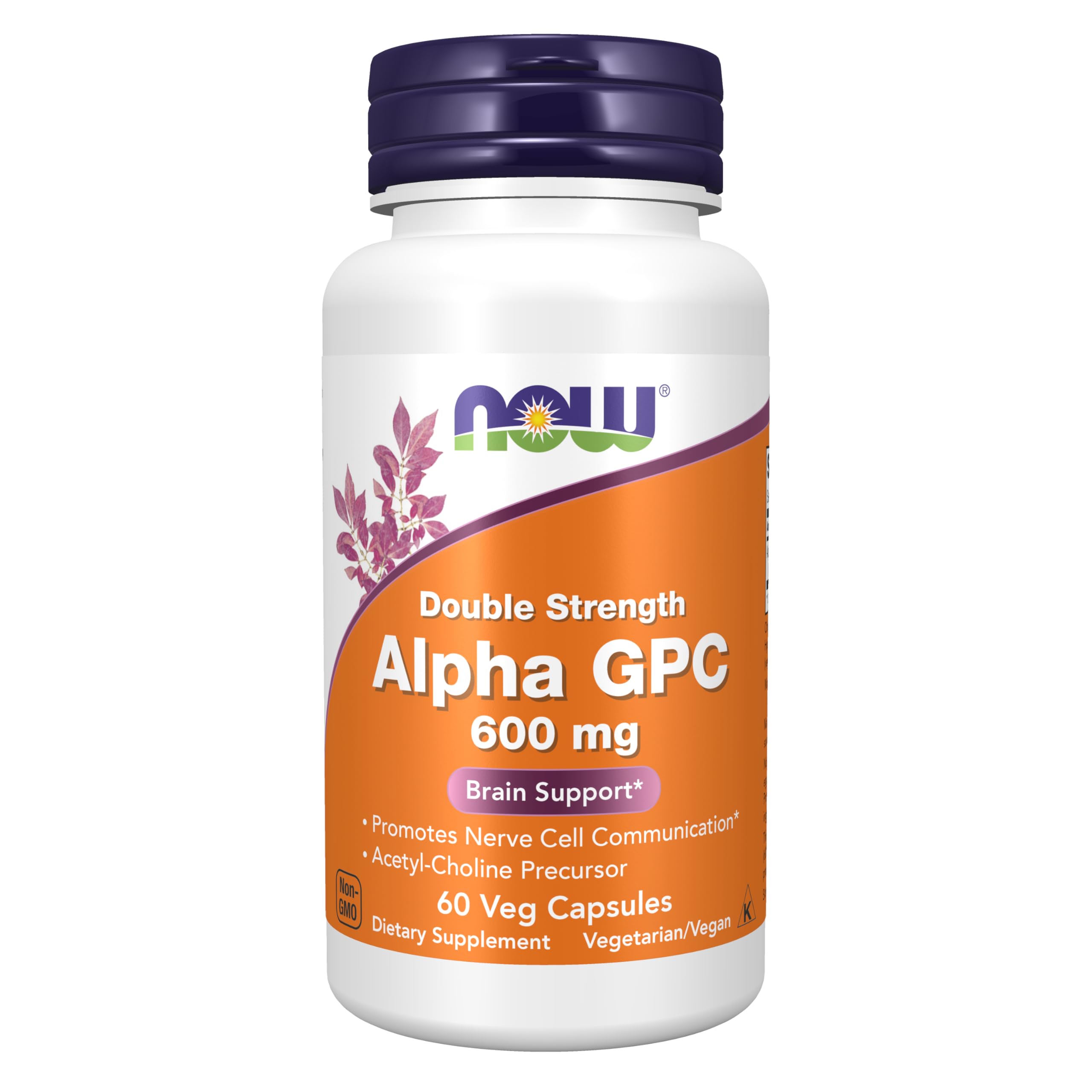 Now Supplements, Alpha GPC 600 mg, Brain Support*, 60 Veg Caps 60 Count (Pack of 1)
