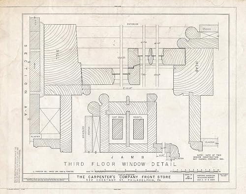 Historic Pictoric  Blueprint HABS PA,51-Phila,229A- (Sheet 3 of 3) - Carpenters' Company, Front Store, 322 Chestnut Street & Carpenters' Court,