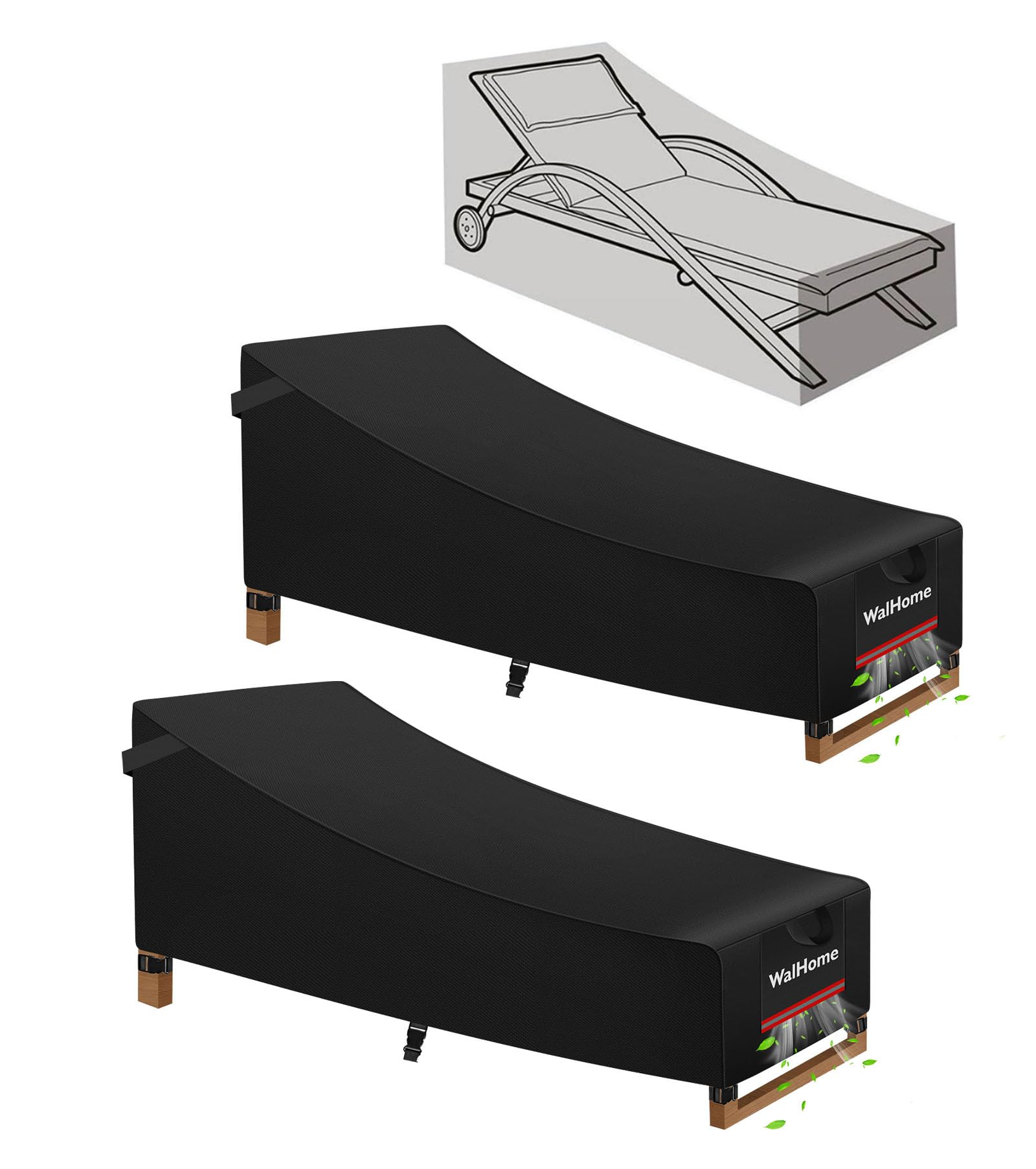 Housse transat de jardin imperméable lot de 2 bâche anti-UV pour chaise longue